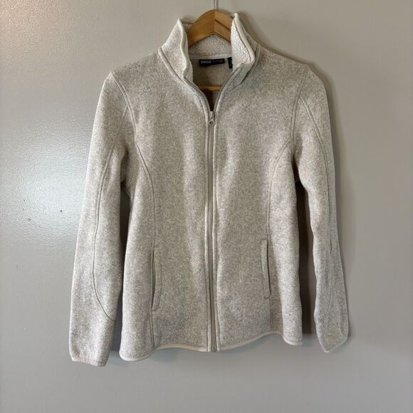 Swiss Tech Womens Full Zip Jacket Sherpa Lined Oatmeal Coat Sz Small - Picture 1 of 7
